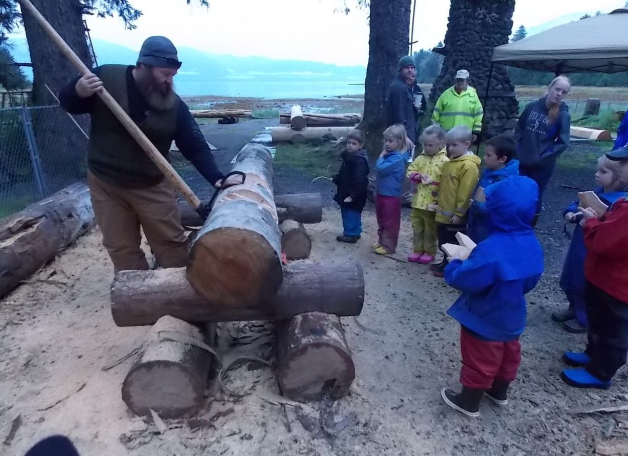 Children’s center kids tour log shelter project