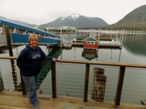 Glo Wollen stands in front of Petersburg's new North Harbor. Photo/Angela Denning