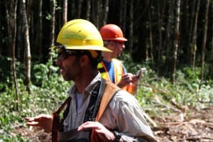Heath Whitacre, the U.S. Forest Service Hydrologist, leads a team to see the restoration 