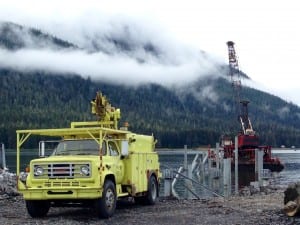 Construction continues at Petersburg's drive down dock this fall. (Photo/Ed Schoenfeld, CoastAlaska)