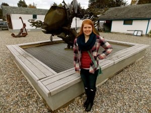 Brittany Enge stands in front of the Clausen Museum in Petersburg. Photo/Angela Denning