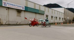 Barracuda and The King Crabs go-carts race neck and neck down North Nordic Drive. Photo/Angela Denning