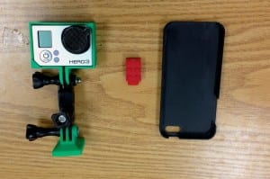 Some of the objects the students have made with the 3-D printer include a Go-Pro mount, lego pieces, and a hard drive case. Photo/Angela Denning