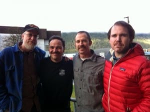Four Movember supporters in Petersburg (from left): Stephen Lombard, Eric Castro, Heath Whitacre, and Lee Wilson. Photo courtesy of Heath Whitacre