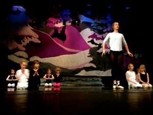 Kaia Dahl and other dancers rehearse the Tree Angel scene for the Nutcracker. Photo/Angela Denning
