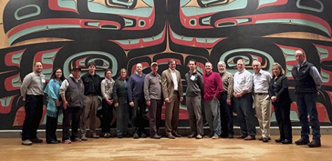 Members of the Tongass Advisory Committee pose with Forest Supervisor Forrest Cole, right, and Regional Forester Beth Pendleton, second from right. The committee meets Jan. 20-23 in Juneau. (Courtesy U.S. Forest Service)