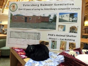 A display at the Petersburg Public Library details plans for the new shelter. Photo/Jessica Ieremia