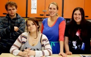 Art students, Gus Petersen, Joec Randolph, and Sydney Guthrie along with teacher, Ashley Lohr (third from left) will be attending Art Fest in Wrangell. Photo/Rosa Lopez