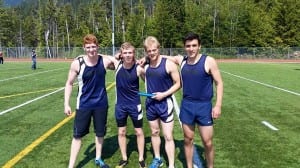 The PHS 4x400 relay team Ben Zarlengo, Casey Bell, Evan Marsh and River Quitslund set a new school record last weekend. (Photo courtesy of Viking Track and Field)