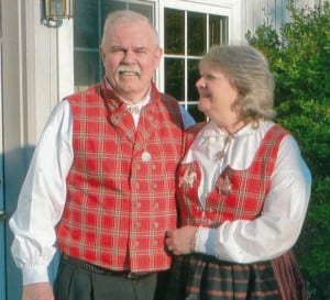 Al and Sally Dwyer wore traditional Norwegian garb to see King Harald V in Anchorage (photo courtesy of the Dwyers).