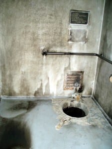 The vault toilet completely melted at Man Made Hole near Petersburg. Photo courtesy of the U.S. Forest Service
