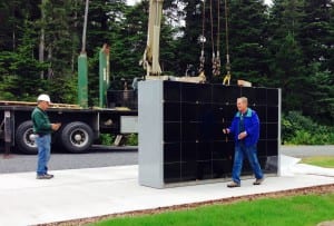 Paul Anderson walks around the first unwrapped columbarium. Photo/Angela Denning