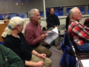 David Beebe of Kupreanof speaks at the Kake Access meeting in Petersburg, Sept. 10. 