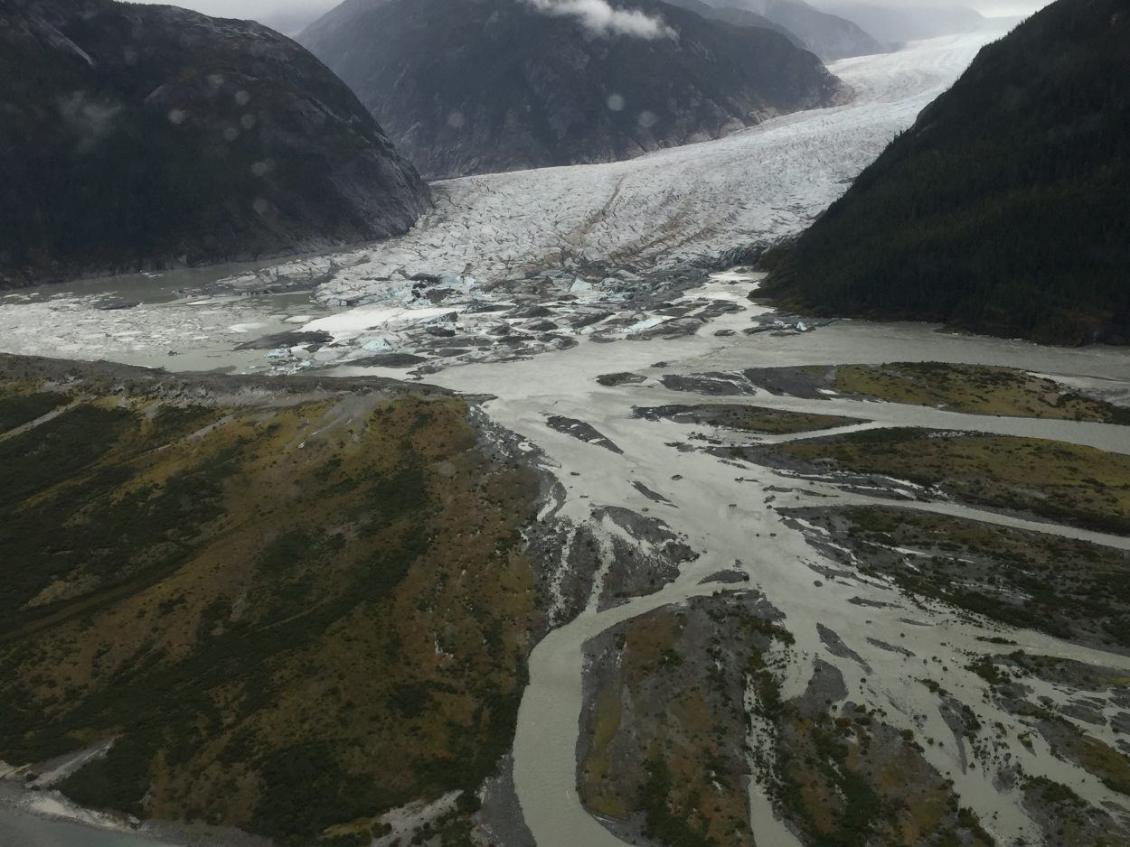 Flooding at Baird Glacier spreads green water