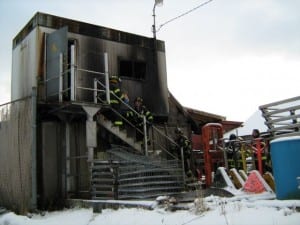 Fire damaged a building off main street owned by seafood processing company Trident in January of 2008. (KFSK file photo)