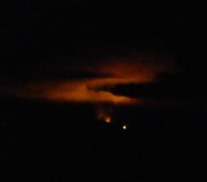 The glow from a fire Tuesday night on the mainland could be seen in Petersburg about 12 miles away. Photo submitted by Jean Curry