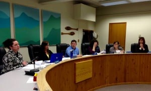 School board member, Megan Litster, speaks about the memorial policy at the last school board meeting. Photo/Angela Denning