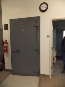 A large concrete safe will be removed from the municipal office building.