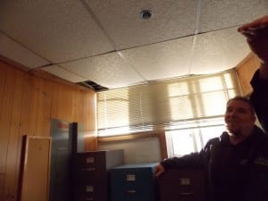 Wooden framed walls and ceilings in the police department are settling.