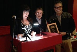 Kito's Kave owners receive the Business of the Year award at the Chamber of Commerce annual banquet, Feb. 13. (L-R) Hillary Whitethorn, Jimmy Swainson, and Joe Ieremia. Photo/Angela Denning