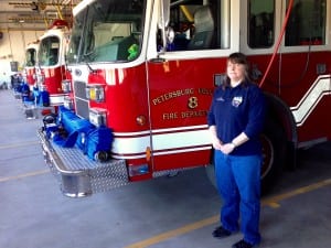 Petersburg Borough's Fire and EMS Director, Sandy Dixon, stands in the main fire station on Haugen Drive. Photo/Angela Denning