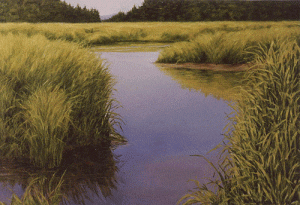 Wet Meadow Stream, oil painting by Beth Flor