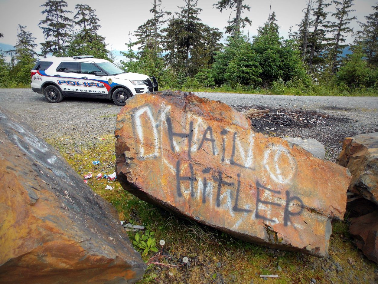 Hate graffiti found at gravel pit near Petersburg