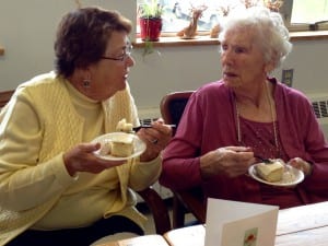 Roxy Lee (left) shares birthday cake with her friend, Tora Thynes. Photo/Angela Denning