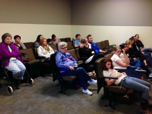 Students, parents, grandparents, and teachers wait for the jurors to deliberate in the mock trial. Photo/Angela Denning