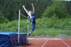 Alan McCay took first in the region in the high jump and is seeded second in state for that event. (Photo courtesy of Brad Taylor, Viking Track and Field)