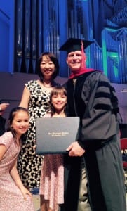 From left to right, Joy, Ying, Olivia and Mike Schwarte at his graduation from Knox Theological Seminary, May 13th, 2016. Schwarte earned his Doctorate in Ministry with a concentration in teaching and preaching. (Photo courtesy of Mike Schwarte) 