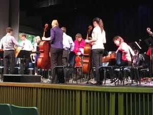 The Juneau Strings Ensembles on stage in the Wright Auditorium (photo/Abbey Collins)