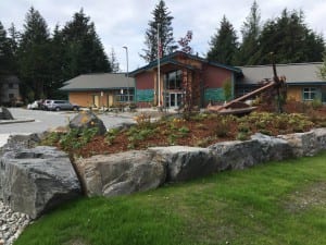 Landscaping was recently completed in front of Petersburg's Public Library (Photo/Abbey Collins)