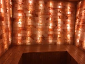 The salt room on the Chichagof Dream. The walls are made of Himalayan salt. 