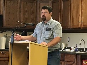 Chris Cotta, Assistant Public Works Director, addresses the Petersburg borough assembly, July 18. 