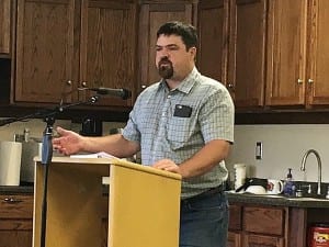 Chris Cotta, Assistant Public Works Director, addresses the Petersburg borough assembly, July 18. 