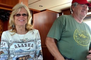 Lynda and Jim Frantz stand near their boats galley. Photo/Abbey Collins 
