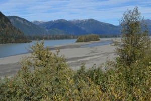 A view from the sand dunes of the Stikine River mouth near Wrangell (KFSK file photo)