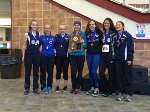 The region champ PHS cross country team from left, Shlya Cook, Eva Lenhard, Meghyn Parker, Kayliegh Eddy, Erin Pfundt, Julia Murph, and Melanie Chase (Photo courtesy of PHS cross country)