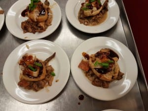 One of the courses for Sunday's taste of the rain forest dinner was a crostini with black cod and wild mushrooms. (Photo courtesy of Christina Sargent)