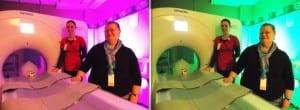 CT Scanner pink and green
