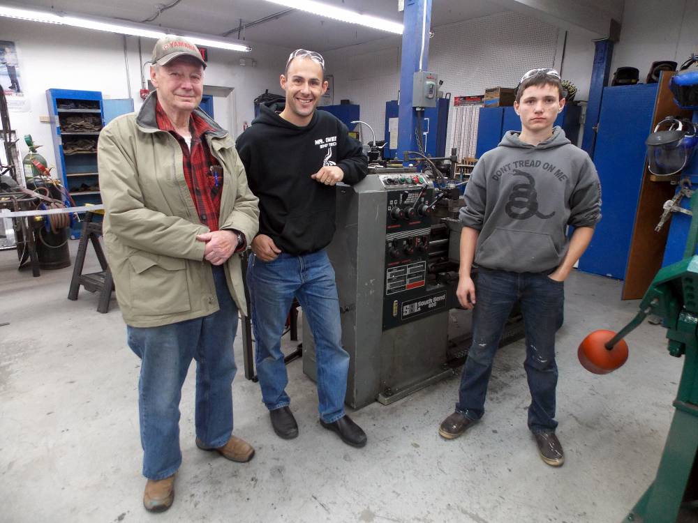 Former teacher and new student connect in shop class