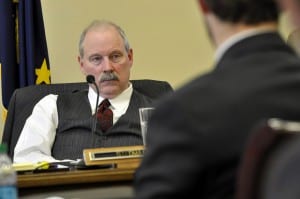 Sen. Bert Stedman listens to testimony at a Senate Labor and Commerce committee meeting, Feb. 18, 2014. (Photo by Skip Gray/Gavel Alaska)