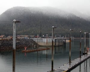 The bulkhead loading dock is built onto the approach to the drive down dock, seen here from South Harbor. Photo/Angela Denning