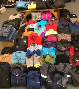 These coats are going to be given away this Saturday at the Salvation Army Community Hall. Photo courtesy of Lee's Clothing