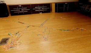 Individual Hex Bug mazes were connecting together at the end of the Curiosity Creates class. Photo/Angela Denning