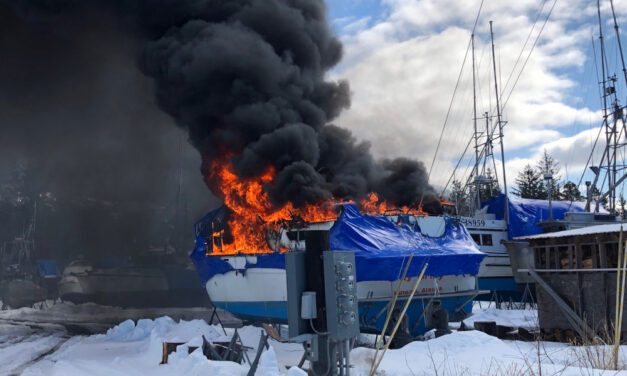 Fire guts fishing boat in Petersburg shipyard