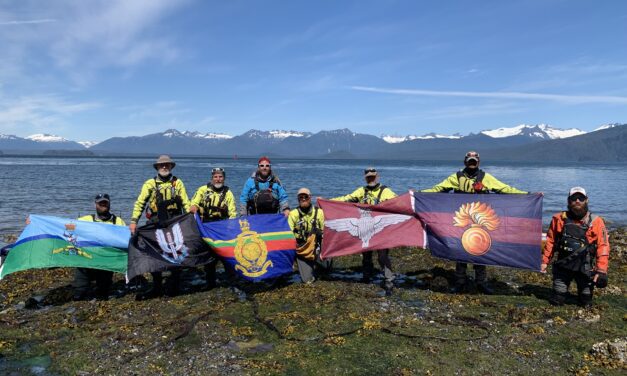 Group of UK military veterans kayaking through Inside Passage for charitable cause