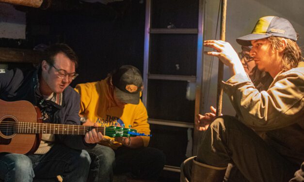 Petersburg tender boat temporarily transforms fish hold into improvised sound stage