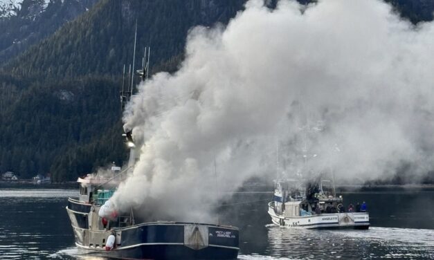Petersburg fishing boat catches fire in Chatham Strait; all crew reported safe